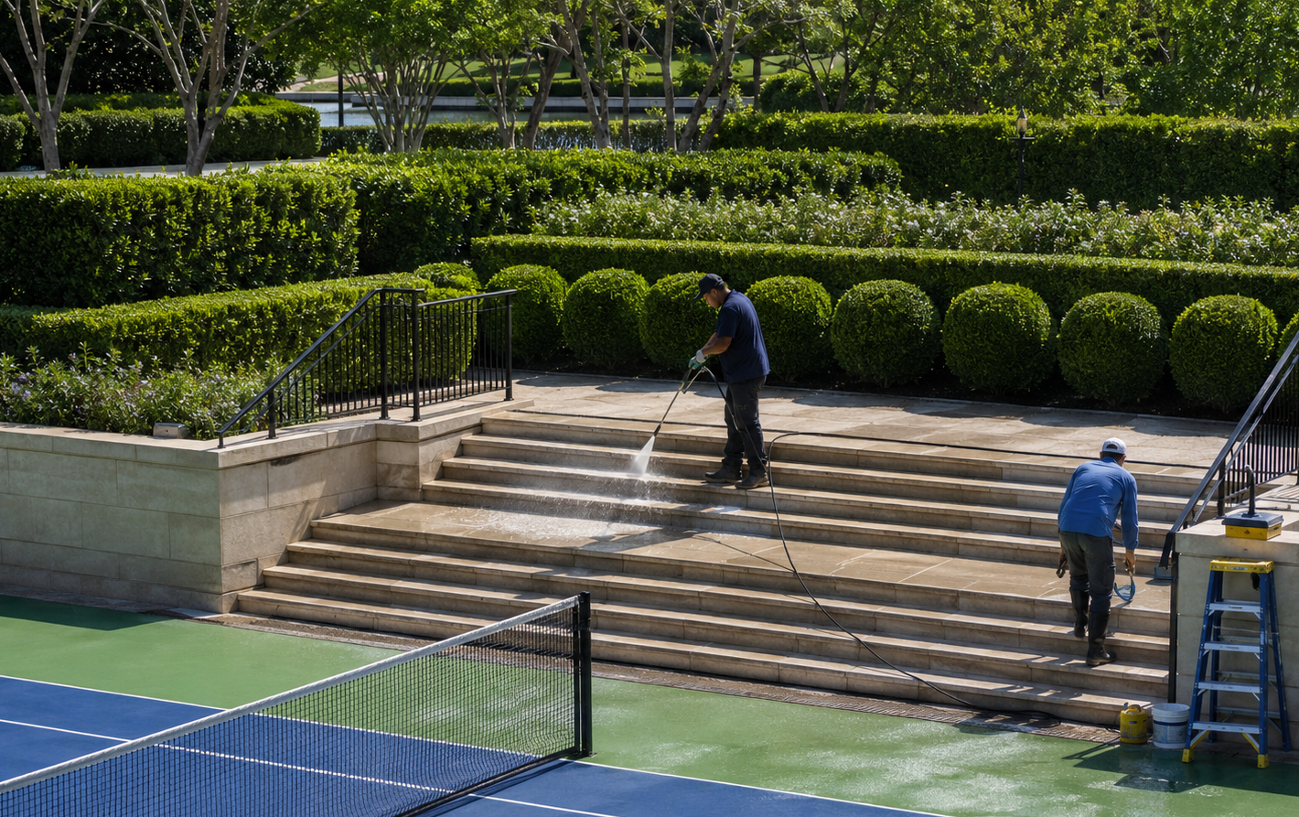 Algae & Dirt Removal Tennis Court Cleaning Miami